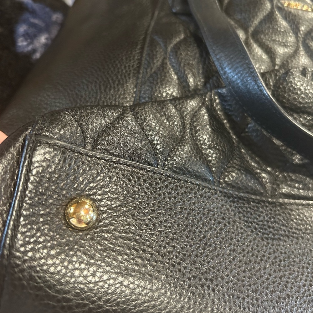 Vera Bradley Black Quilted Leather Tote with Gold Hardware - Picture 12 of 12